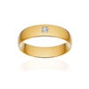 Alliance or 375 jaune poli demi-jonc confort 5,5mm diamant princesse - vue V1