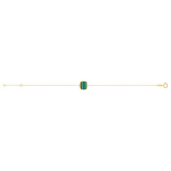 Bracelet or 750 jaune, malachite rectangulaire 18.5 cm
