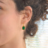 Boucles d'oreilles pendants or 750 jaune  malachites rectangulaires. - vue Vporté 1