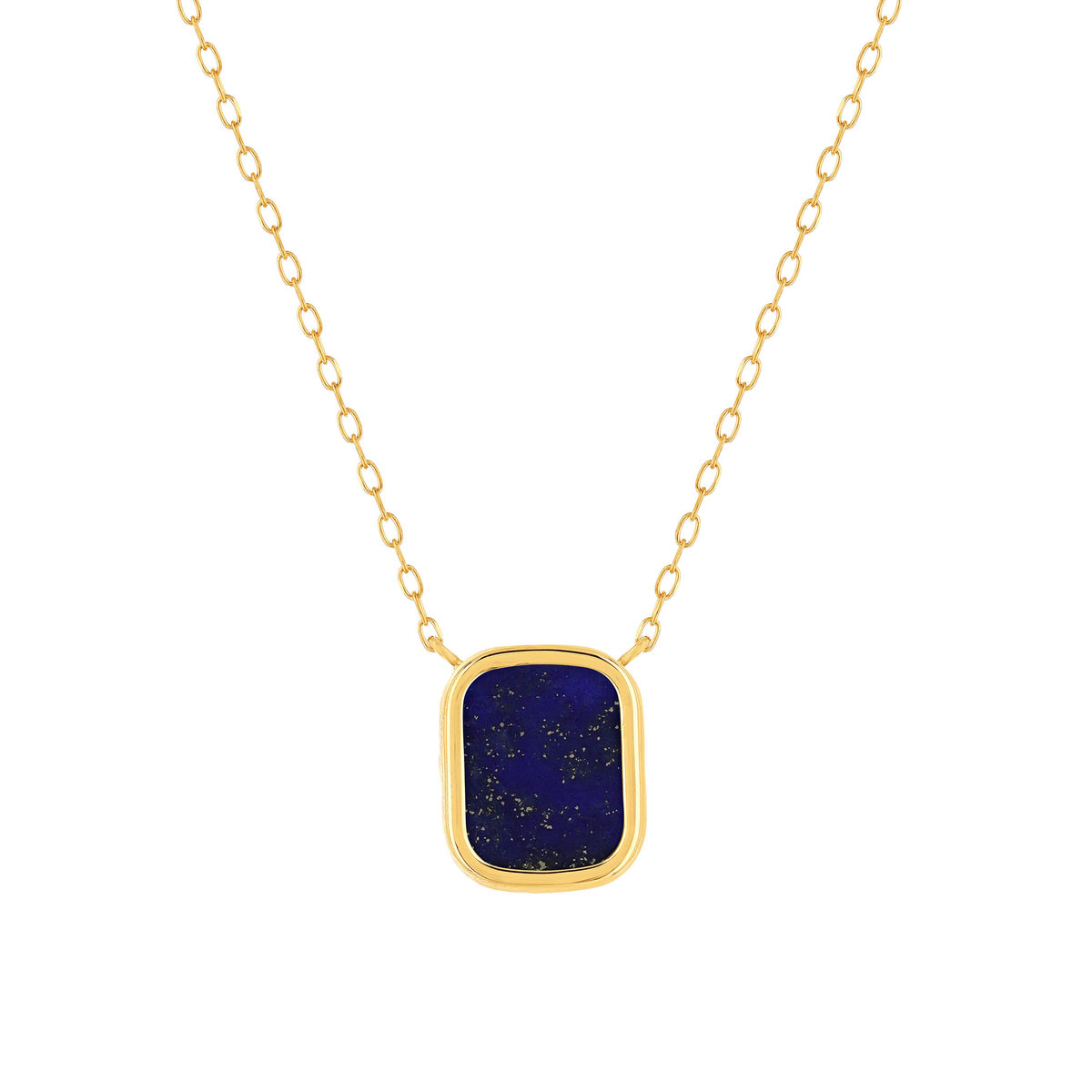 Collier or 750 jaune lapis lazuli rectangulaire 45 cm