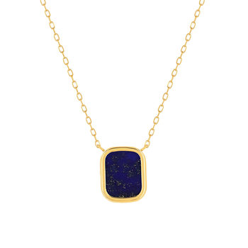 Collier or 750 jaune lapis lazuli rectangulaire 45 cm