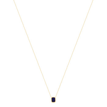 Collier or 750 jaune lapis lazuli rectangulaire 45 cm