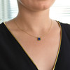 Collier or 750 jaune lapis lazuli rectangulaire 45 cm - vue Vporté 1