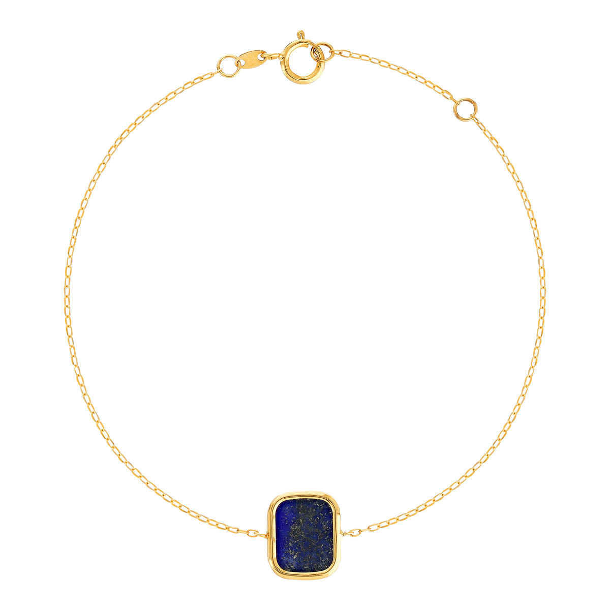 Bracelet or 750 jaune lapis lazuli rectangulaire 18.5 cm.