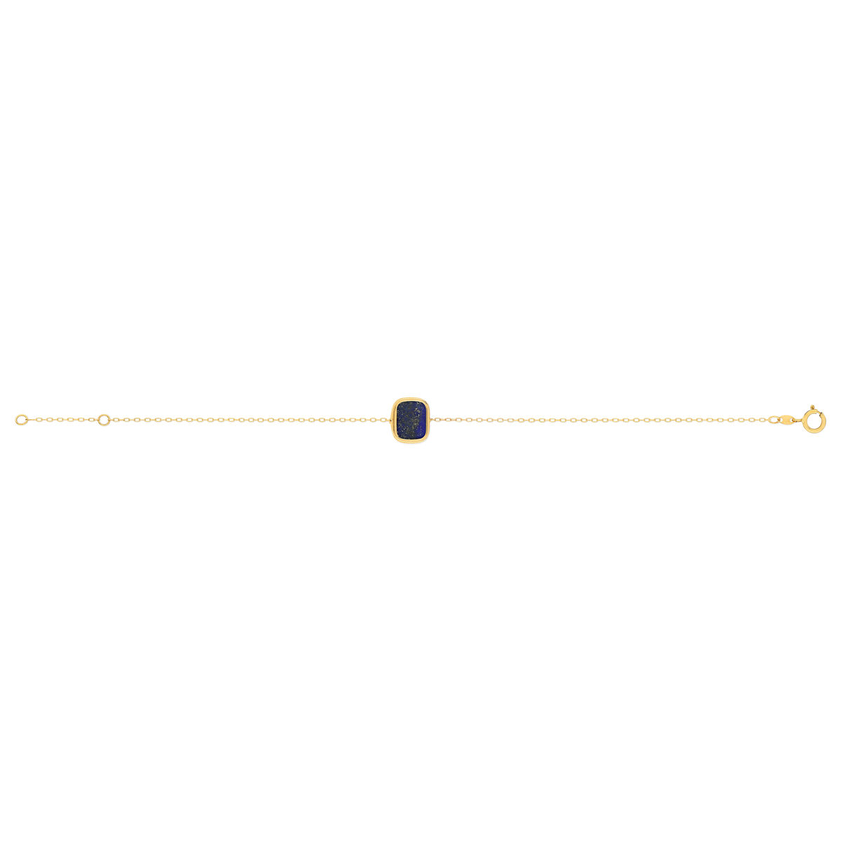 Bracelet or 750 jaune lapis lazuli rectangulaire 18.5 cm. - vue 2