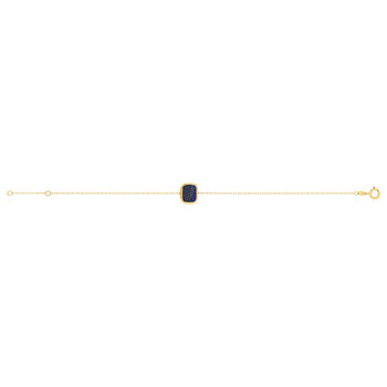 Bracelet or 750 jaune lapis lazuli rectangulaire 18.5 cm.