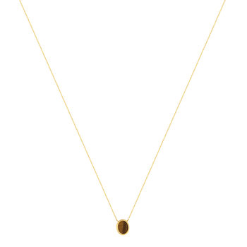 Collier or 750 jaune oeil de tigre ovale 45 cm