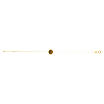 Bracelet or 750 jaune oeil de tigre ovale 18.5 cm
