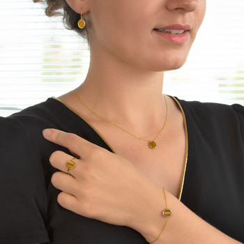 Bracelet or 750 jaune oeil de tigre ovale 18.5 cm