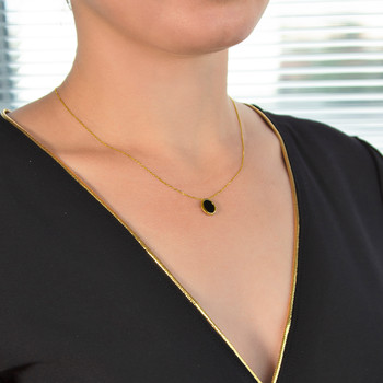 Collier or 750 jaune onyx ovale 45 cm