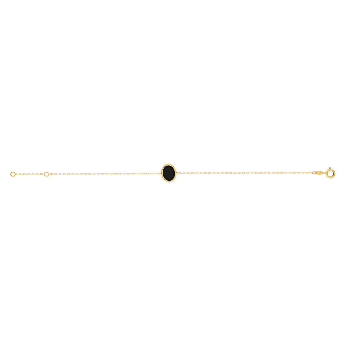 Bracelet or 750 jaune onyx ovale 18.5 cm - vue 2
