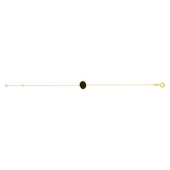 Bracelet or 750 jaune onyx ovale 18.5 cm