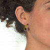 Boucles d'oreilles pendants or 750 jaune onyx ovale. - vue Vporté 1