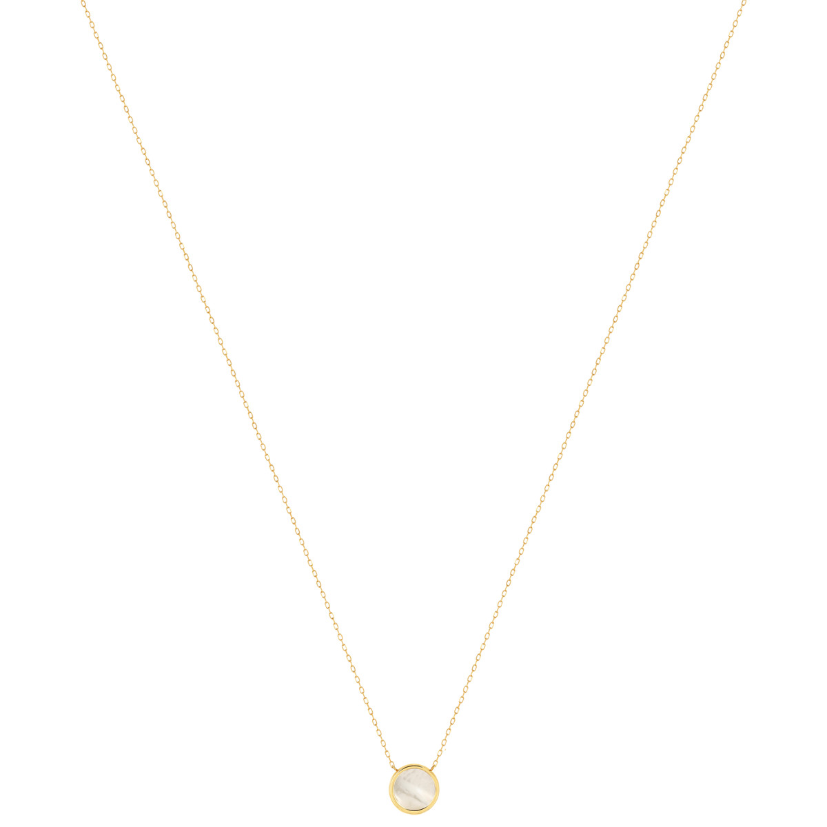 Collier or 750 jaune nacre blanche ronde 45 cm - vue 2