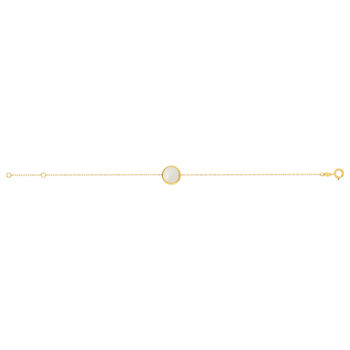Bracelet or 750 jaune nacre blanche ronde 18.5 cm