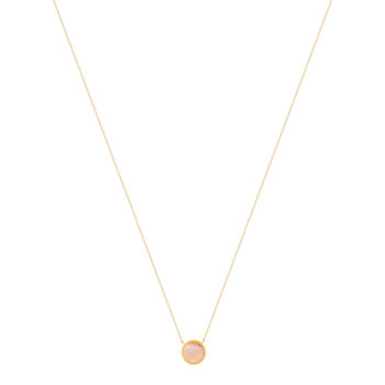 Collier or 750 jaune nacre rose ronde 45 cm