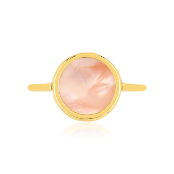 Bague or 750 jaune nacre rose ronde.