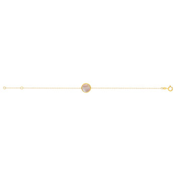 Bracelet or 750 jaune nacre rose ronde 18.5 cm