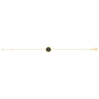Bracelet or 750 jaune nacre grise ronde 18.5 cm