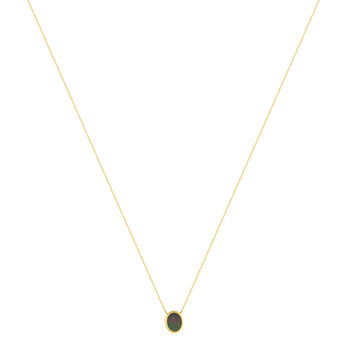 Collier or 750 jaune nacre grise ovale 45 cm