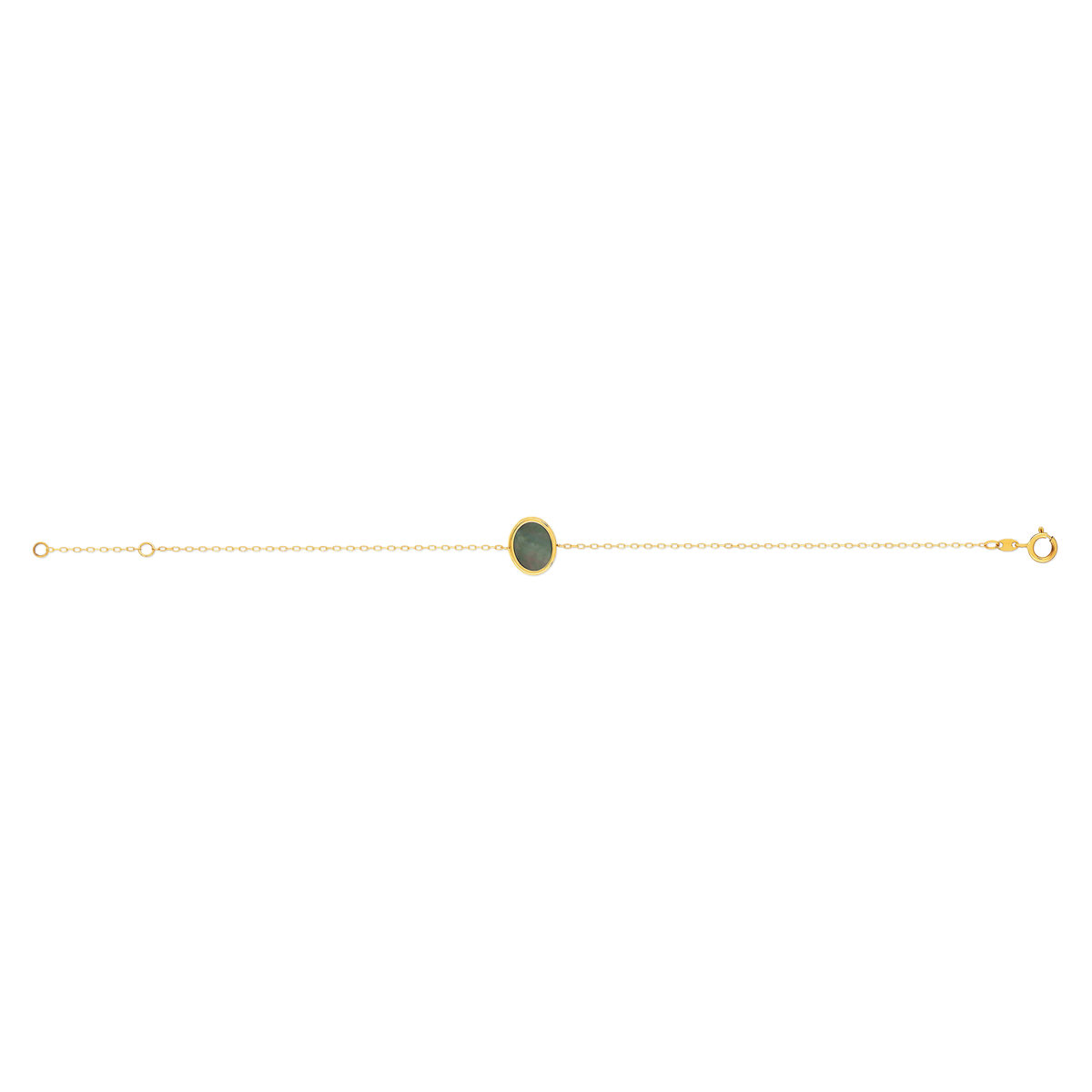 Bracelet or 750 jaune nacre grise ovale 18.5 cm. - vue 2