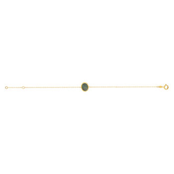 Bracelet or 750 jaune nacre grise ovale 18.5 cm.