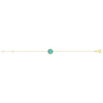Bracelet or 750 jaune amazonite ronde 18.5 cm