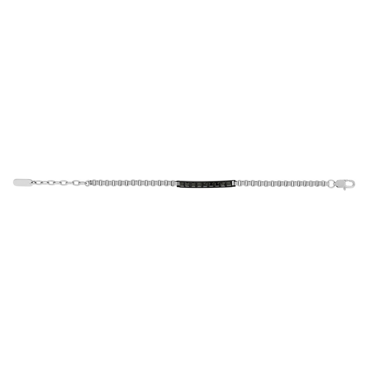 Bracelet acier bicolore noir zirconia noir 21 cm - vue 2