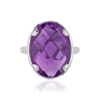 Bague argent 925 pierre synthétique violette