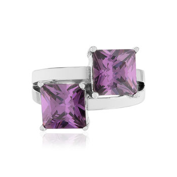 Bague argent 925 zirconias violets