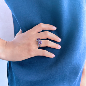 Bague argent 925 zirconias violets