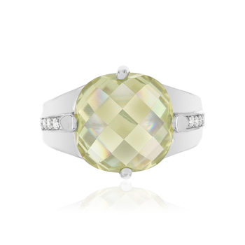Bague argent 925 zirconias vert clair et blanc