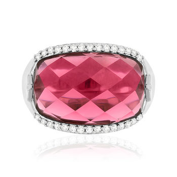 Bague argent 925 pierre synthétique rose zirconias