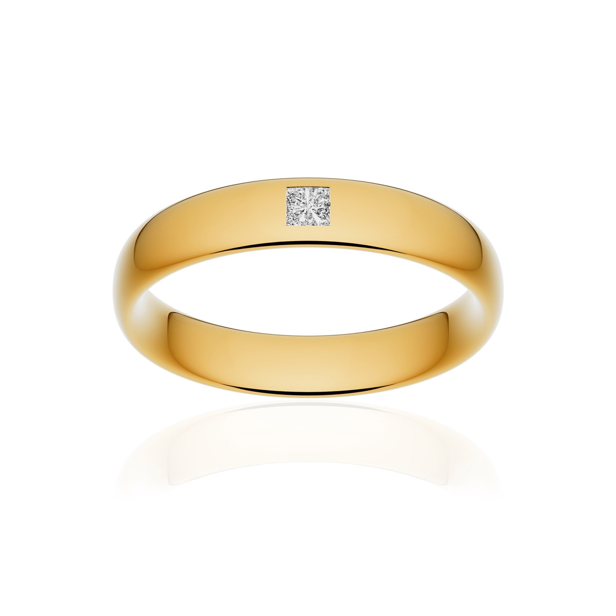 Alliance or 375 jaune poli ruban confort 4,5mm diamant princesse