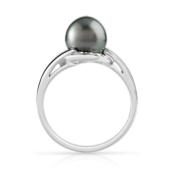 Bague argent 925 perle de culture de Tahiti et zirconias