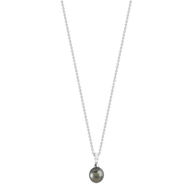 Collier perle noire de Tahiti et pierres naturelles - AG925