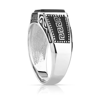 Bague argent 925 onyx imitation rectangulaire