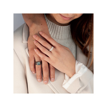 Bague argent 925 onyx imitation rectangulaire