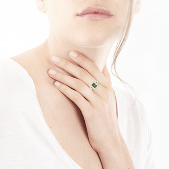 Bague argent 925 rectangles zirconias verts et blancs