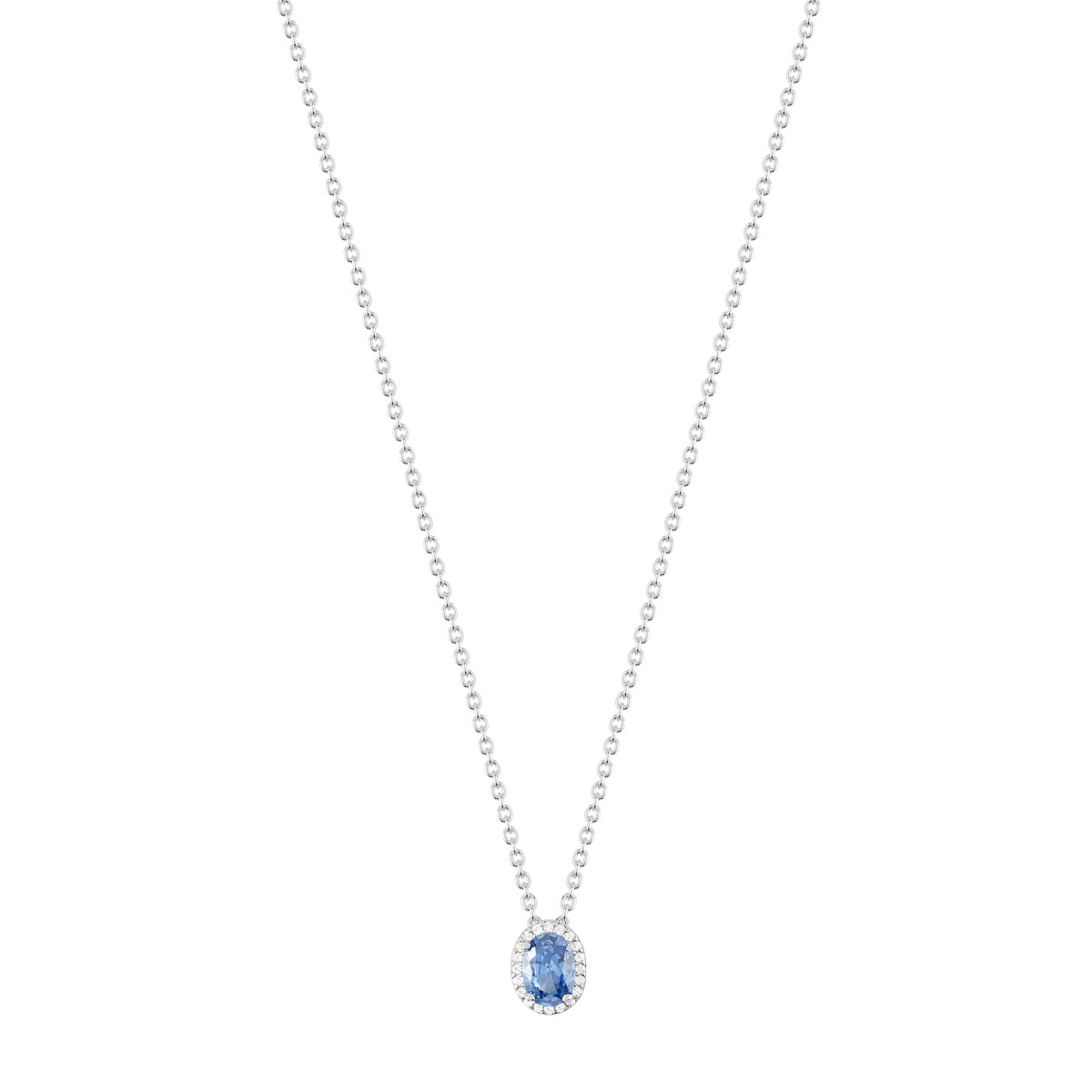 Collier argent 925 zirconias bleu et blancs 45 cm