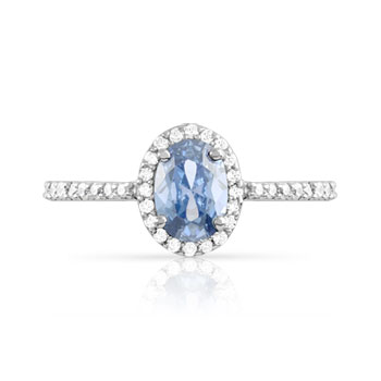 Bague argent 925 zirconia bleu ovale et blancs