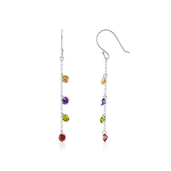 Boucles d'oreilles argent 925 pendants zirconias multicolores