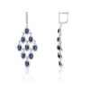Boucles d'oreilles argent 925 pendants zirconias bleus et blancs - vue V1