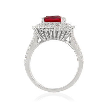 Bague argent 925 zirconias rouge carrée et blancs