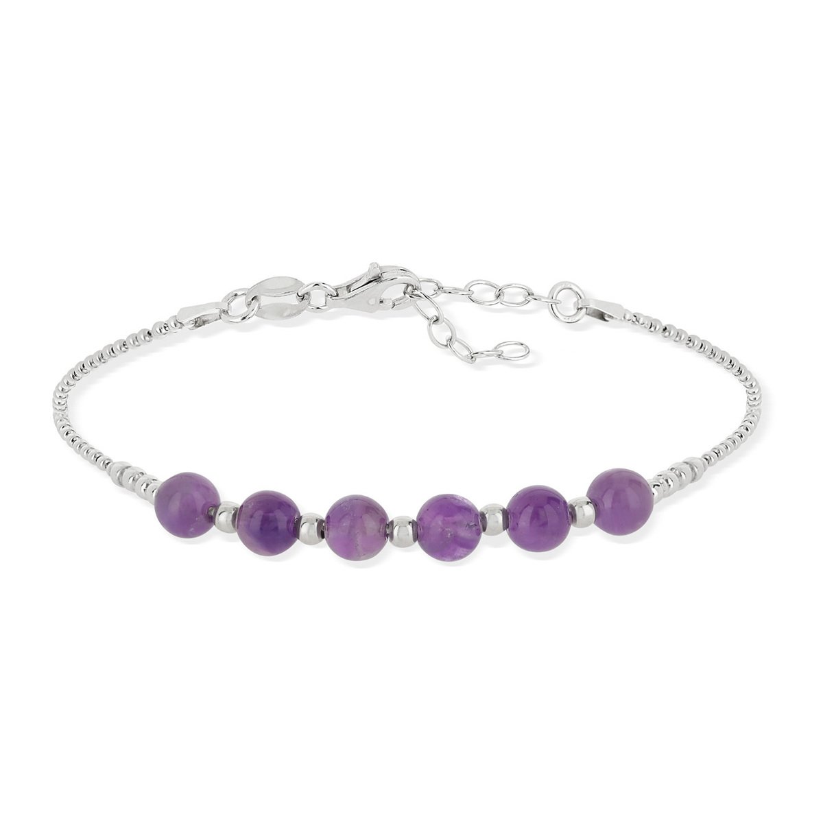 Bracelet argent 925 amethystes 17 à 20 cm - vue V2
