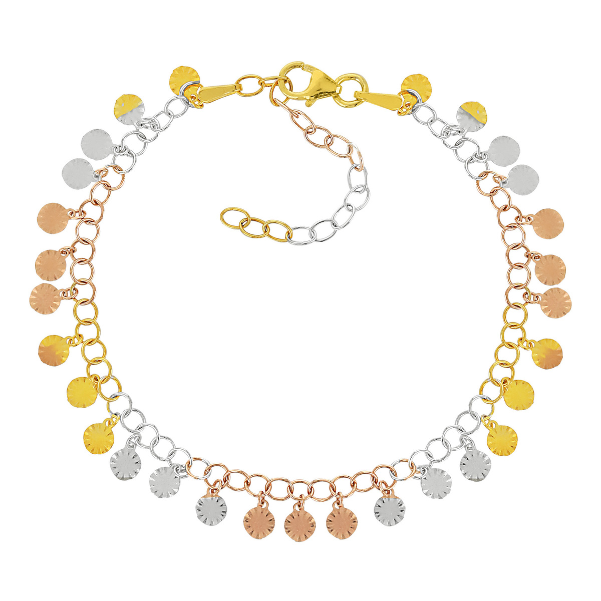 Bracelet argent 925 3 tons 23 cm - vue V1