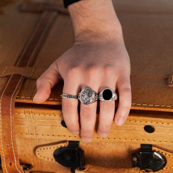Bague argent 925 fleur de lys zirconias noirs