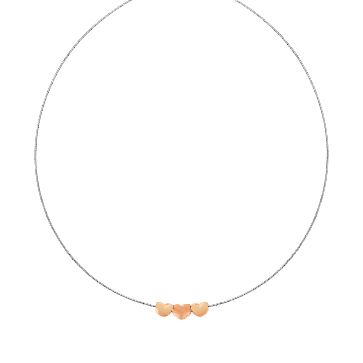 Collier argent 925 oméga coeurs 47 cm