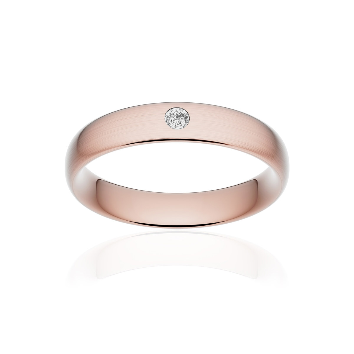 Alliance or 375 rose brossé ruban confort 4,5mm diamant brillant