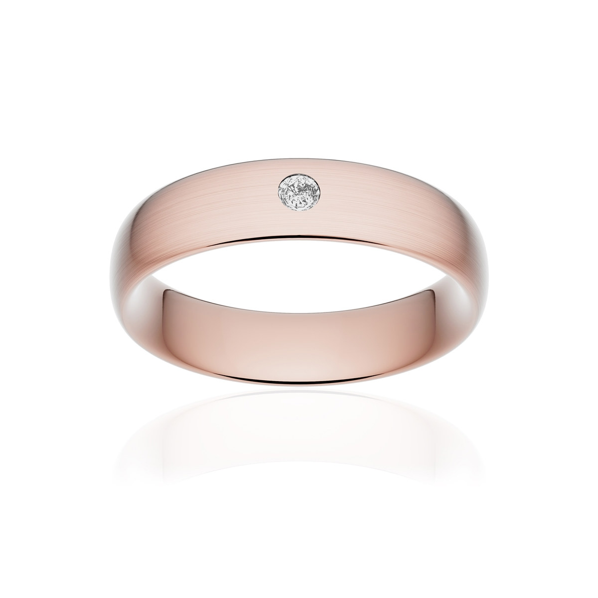 Alliance or 375 rose brossé ruban confort 5,5mm diamant brillant